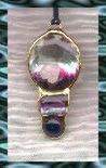 Clear Quartz facet with amethyst facet & Iolite cabe