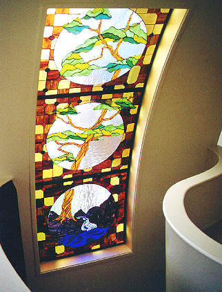 3 by 1 metre curved stained glass panel