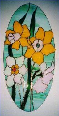 Flat panel daffodils stained glass